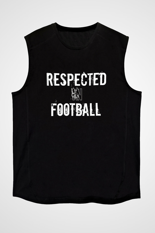 Futbol - Football Baskılı Unisex Siyah Kolsuz Tişört