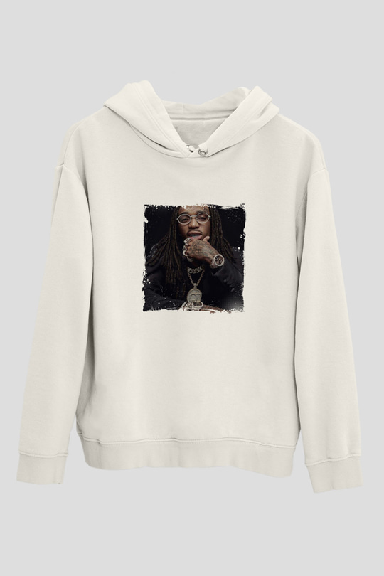 Future Baskılı Unisex Beyaz Kapüşonlu Sweatshirt