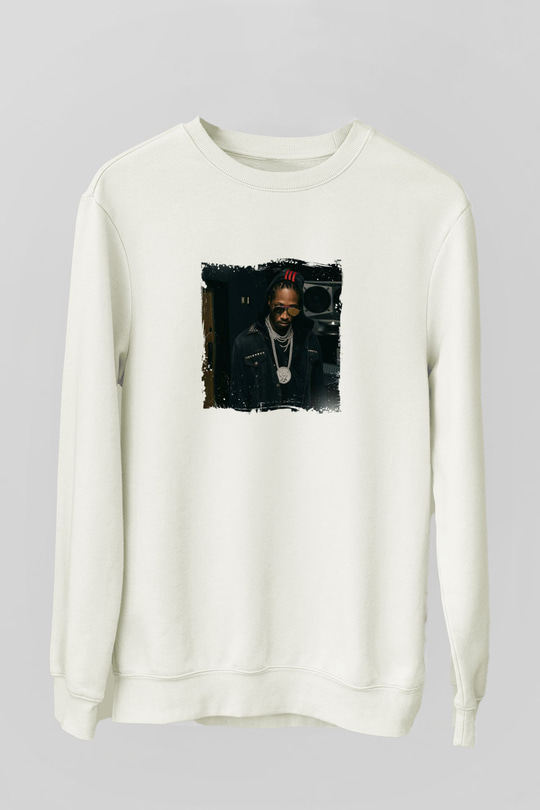 Future Baskılı Unisex Beyaz Sweatshirt