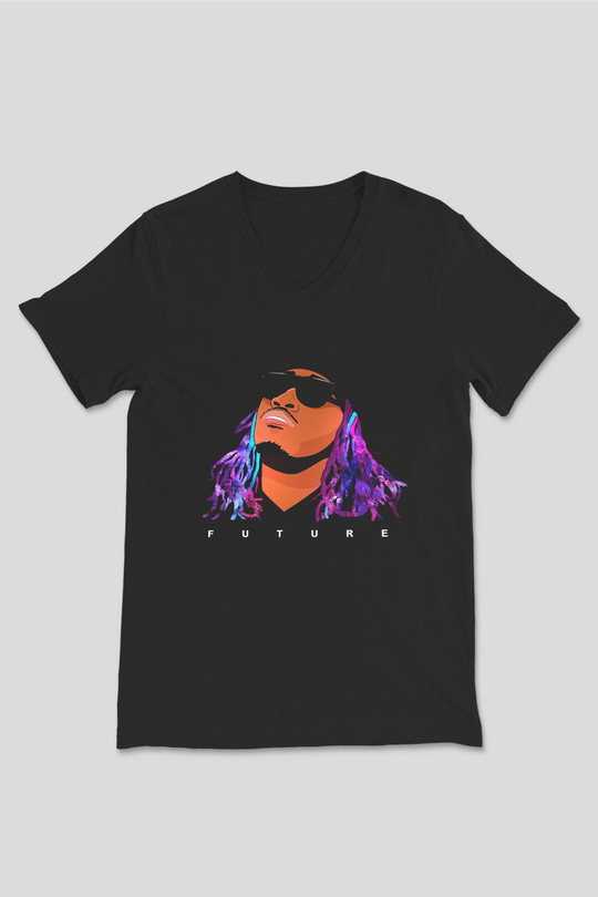 Future Siyah Unisex V Yaka Tişört