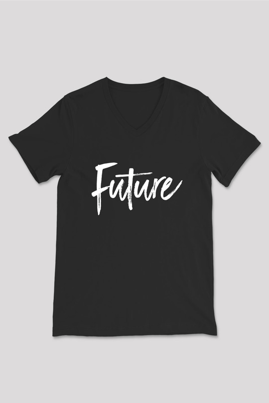 Future Siyah Unisex V Yaka Tişört