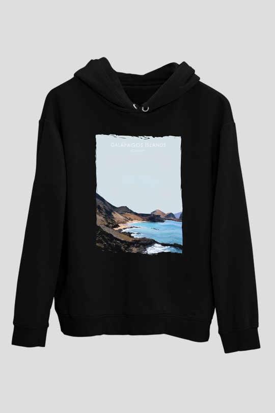 Galapagos Adaları Siyah Unisex Hoodie
