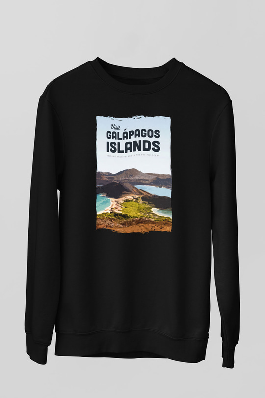 Galapagos Adaları Siyah Unisex Sweatshirt