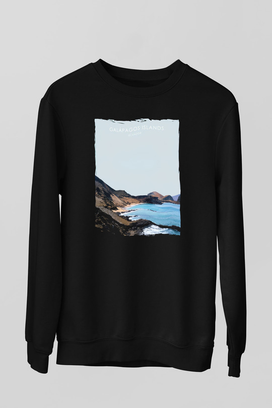 Galapagos Adaları Siyah Unisex Sweatshirt