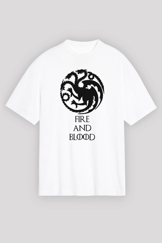 Game of Thrones Beyaz Unisex Oversize Tişört T-Shirt