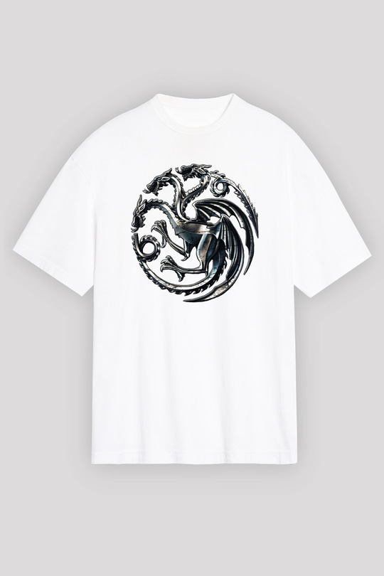 Game of Thrones Beyaz Unisex Oversize Tişört T-Shirt