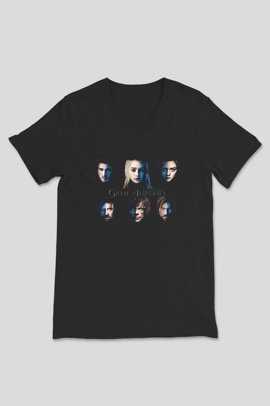 Game of Thrones Siyah Unisex V Yaka Tişört