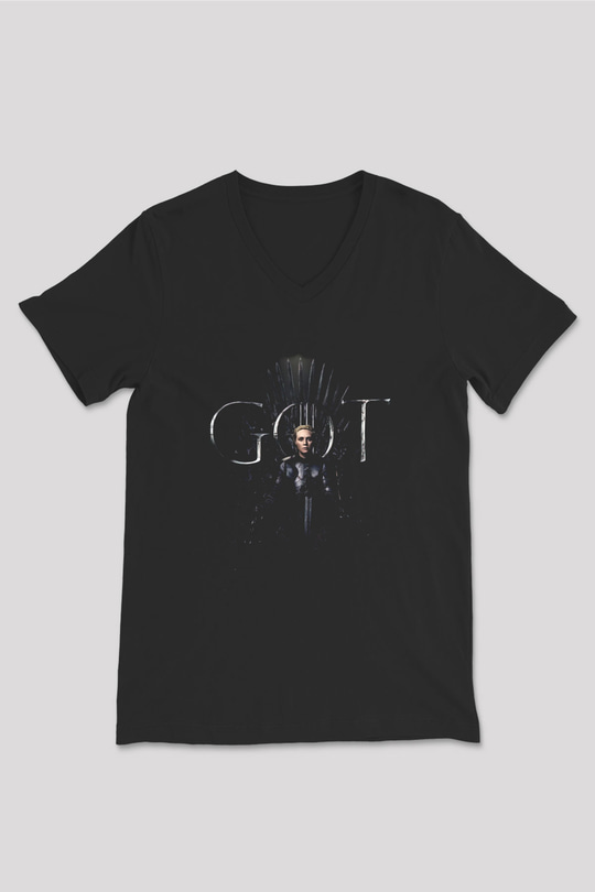 Game of Thrones Siyah Unisex V Yaka Tişört
