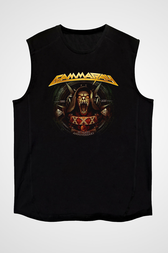 Gammaray Baskılı Unisex Siyah Kolsuz Tişört - Tshirt