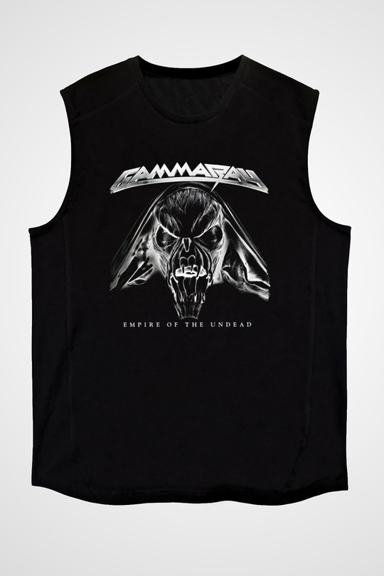 Gammaray Baskılı Unisex Siyah Kolsuz Tişört - Tshirt