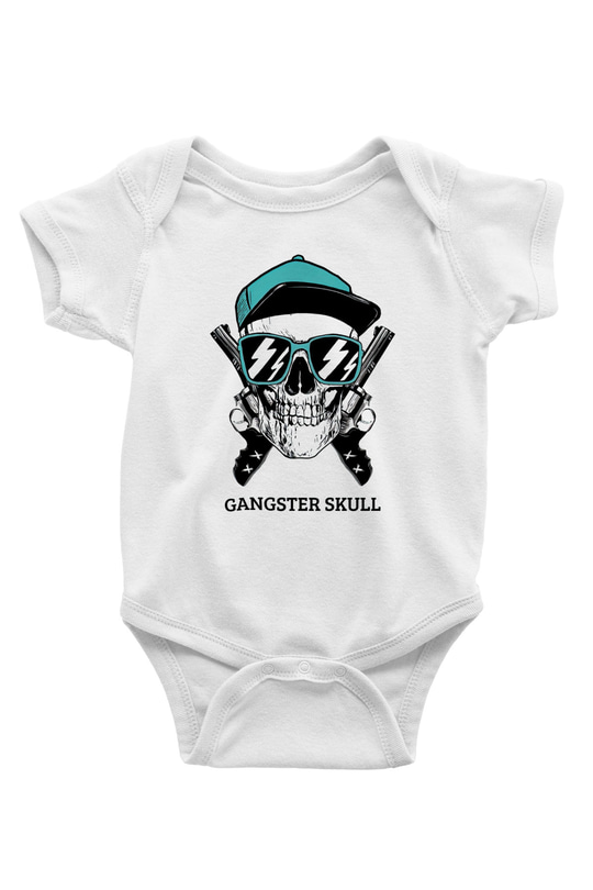 Gangster Kuru Kafa BaskılıBeyaz  Bebek Body - Zıbın