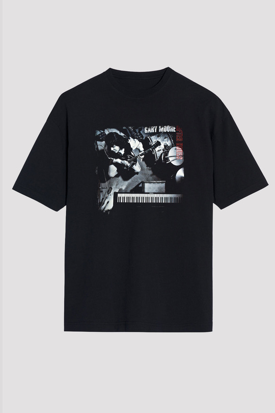 Gary Moore Baskılı Unisex Siyah Oversize Tişört