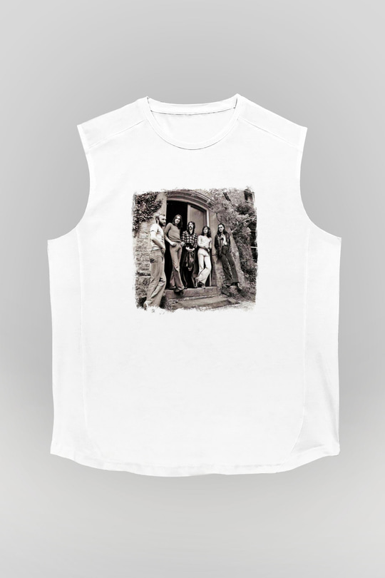 Genesis Baskılı Unisex Beyaz Kolsuz Tişört