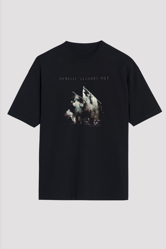Genesis Baskılı Unisex Siyah Oversize Tişört