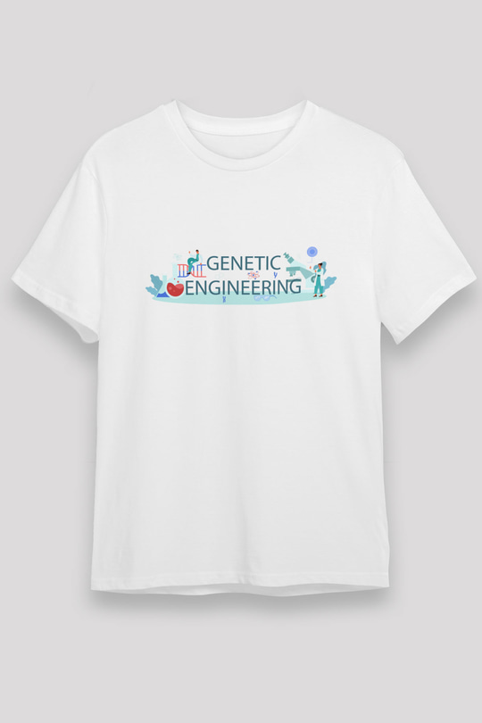 Genetik Mühendisliği Baskılı Unisex Beyaz Tişört