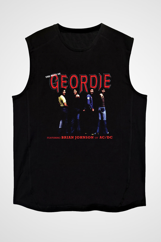 Geordie Baskılı Unisex Siyah Kolsuz Tişört