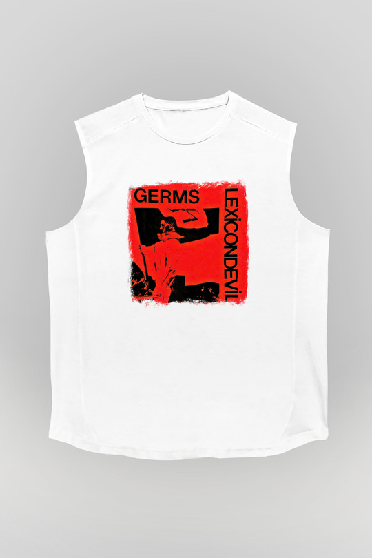 Germs Baskılı Unisex Beyaz Kolsuz Tişört