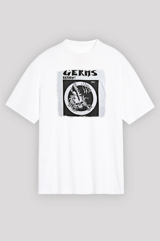 Germs Baskılı Unisex Beyaz Oversize Tişört