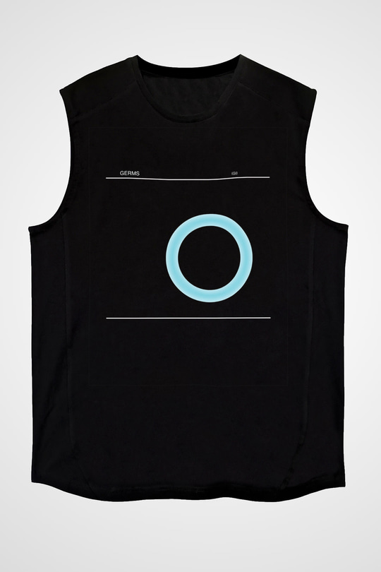 Germs Baskılı Unisex Siyah Kolsuz Tişört