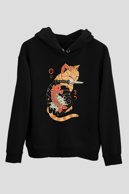Geyşa KediSiyah  Unisex Hoodie