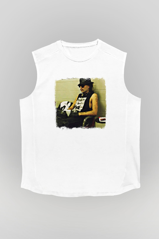GG Allin Baskılı Unisex Beyaz Kolsuz Tişört