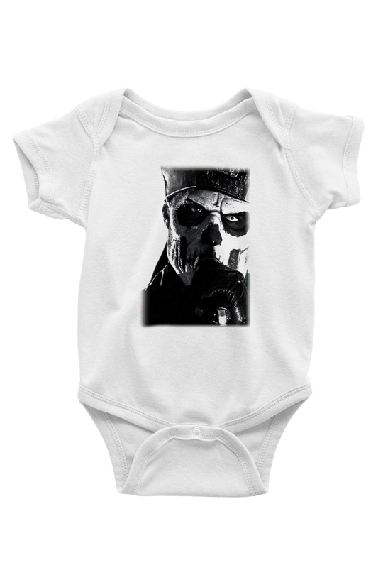 Ghost Baskılı Beyaz Unisex Bebek Body - Zıbın