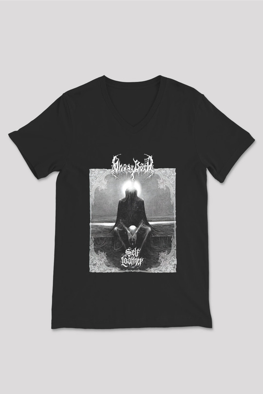 Ghost Bath Baskılı Unisex Siyah V Yaka Tişört - Tshirt