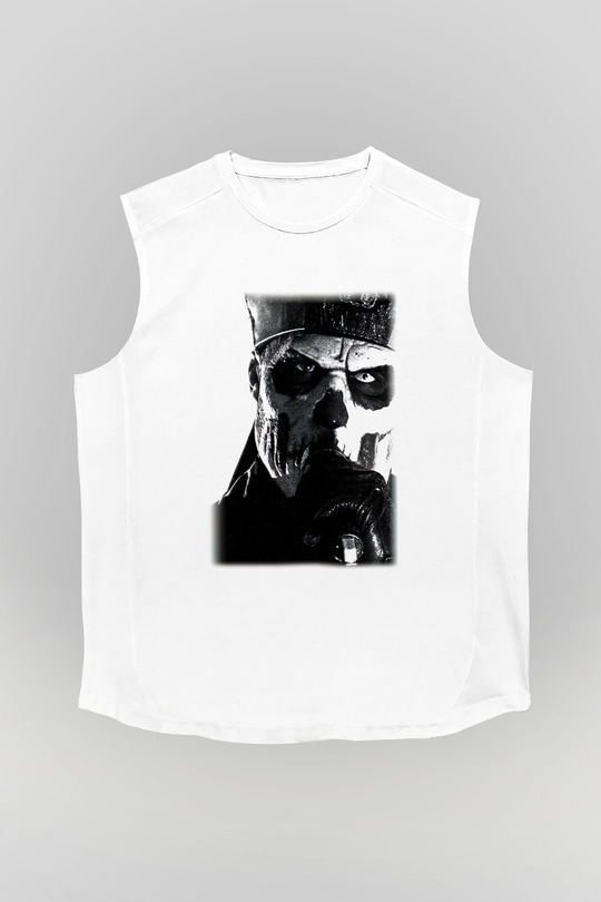 Ghost Beyaz Unisex Kolsuz Tişört