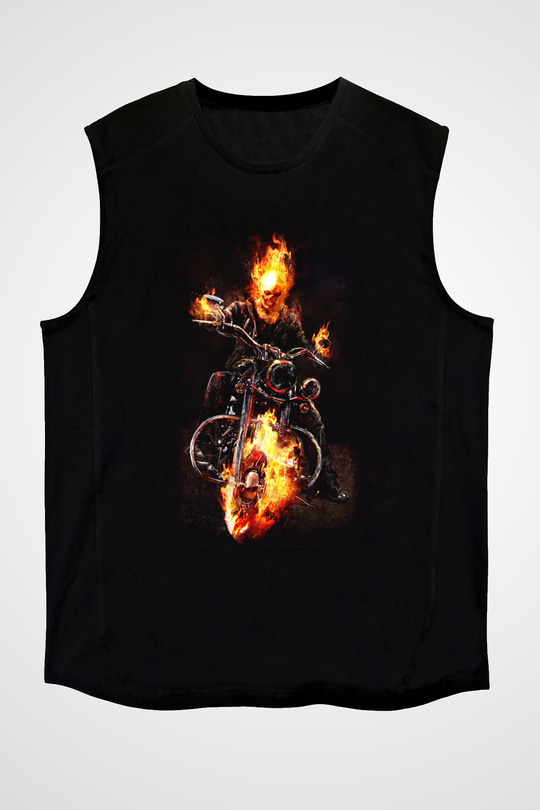 Ghost Rider Hayalet Sürücü Siyah Unisex Kolsuz Tişört