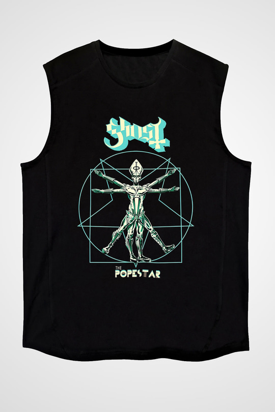 Ghost Siyah Unisex Kolsuz Tişört