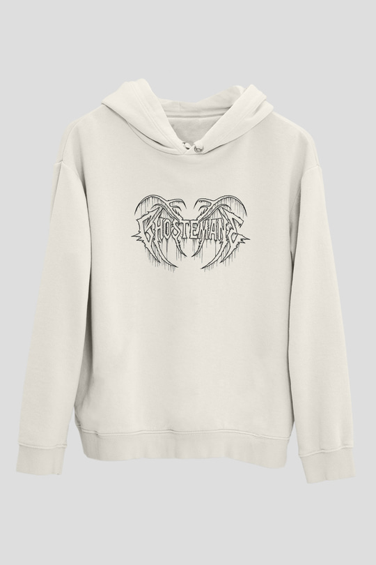 Ghostemane Baskılı Beyaz Unisex Kapüşonlu Sweatshirt