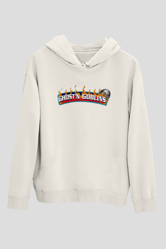 Ghosts 'n Goblins Beyaz Unisex Kapşonlu Sweatshirt