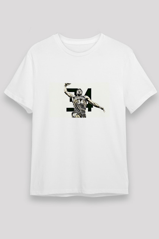 Giannis Antetokounpma Baskılı Unisex Beyaz Tişört - Tshirt