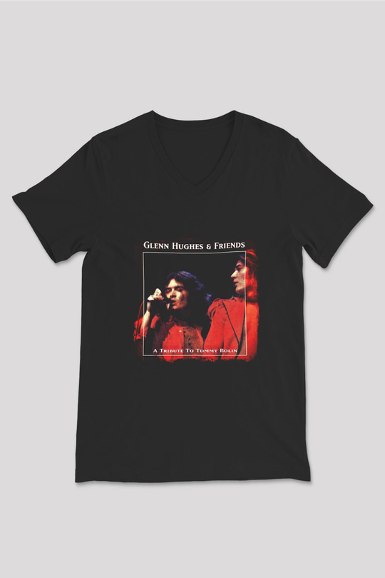 Glenn Hughes Baskılı Unisex Siyah V Yaka Tişört