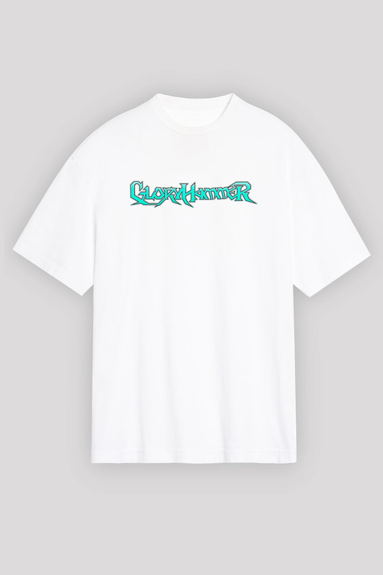 Gloryhammer Baskılı Beyaz Unisex Oversize Tişört - Tshirt