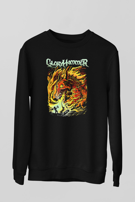 Gloryhammer Baskılı Unisex Siyah Sweatshirt