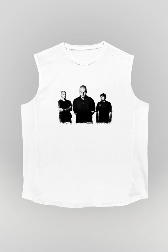 Godflesh Baskılı Unisex Beyaz Kolsuz Tişört
