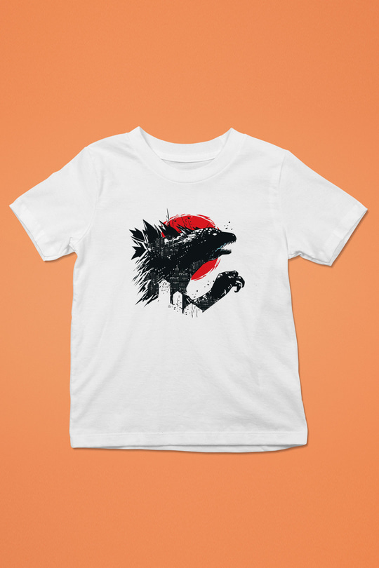Godzilla Baskılı Beyaz Unisex Çocuk Tişört