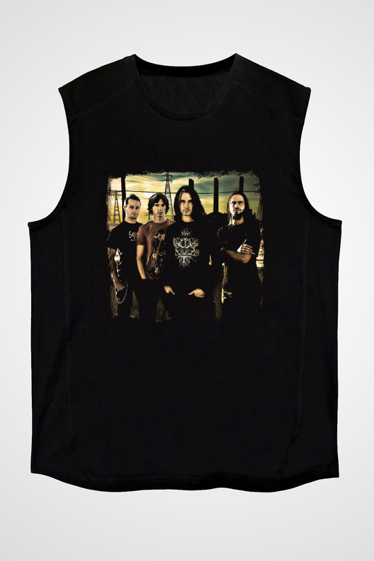 Gojira Baskılı Unisex Siyah Kolsuz Tişört
