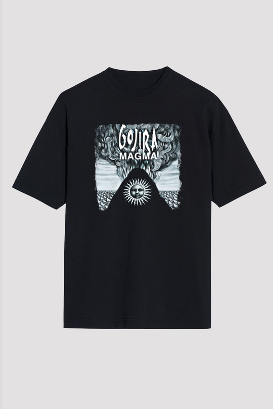 Gojira Baskılı Unisex Siyah Oversize Tişört