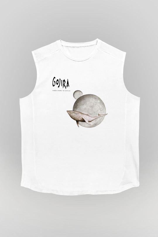 Gojira Beyaz Unisex Kolsuz Tişört