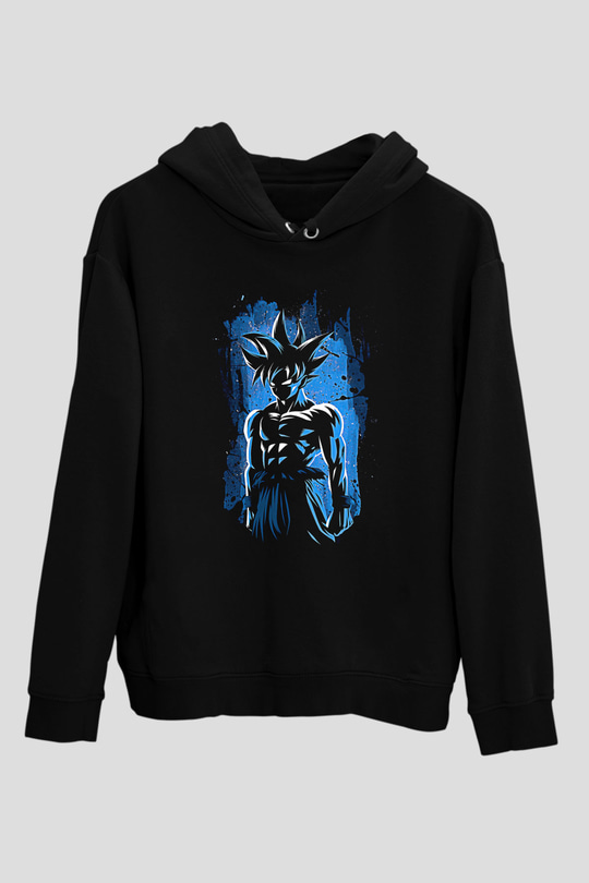 Goku Baskılı Unisex Siyah Hoodie