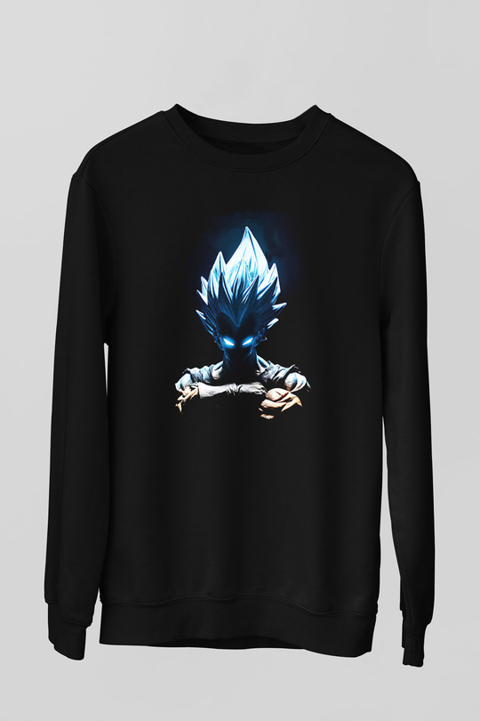 Goku Baskılı Unisex Siyah Sweatshirt