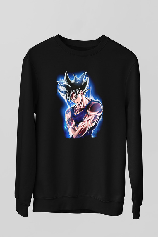 Goku Baskılı Unisex Siyah Sweatshirt