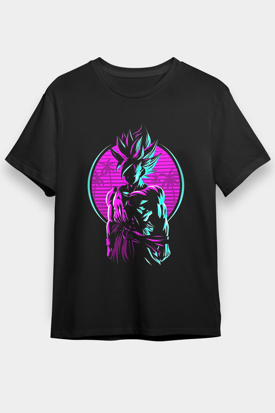 Goku Baskılı Unisex Siyah Tişört - Tshirt