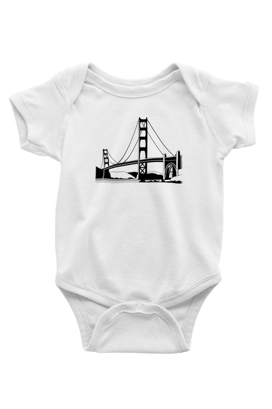 Golden Gate Bridge Baskılı Beyaz Unisex Bebek Body - Zıbın