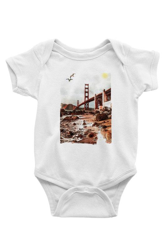 Golden Gate Bridge Beyaz Bebek Body - Zıbın