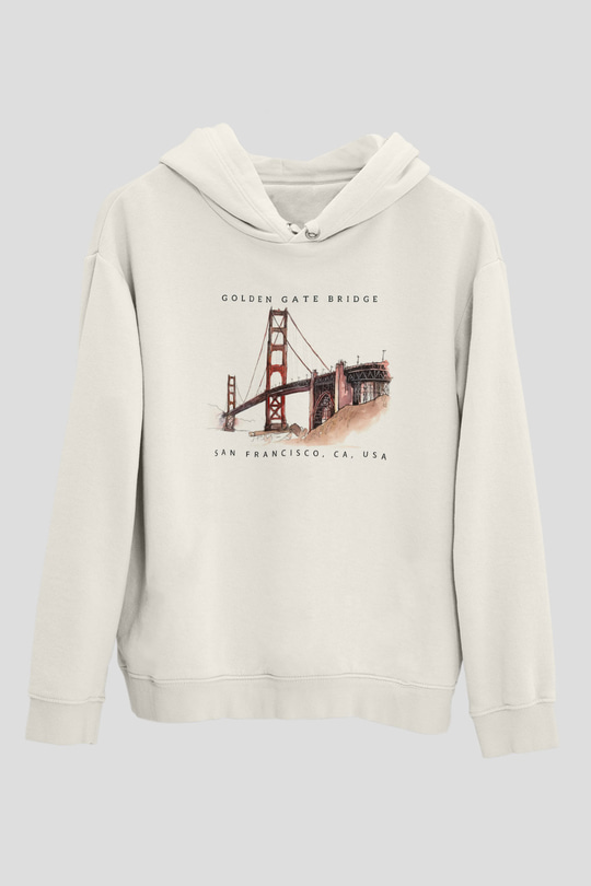 Golden Gate Bridge Beyaz Unisex Hoodie