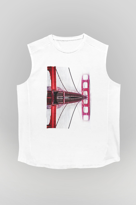 Golden Gate Bridge Beyaz Unisex Kolsuz Tişört