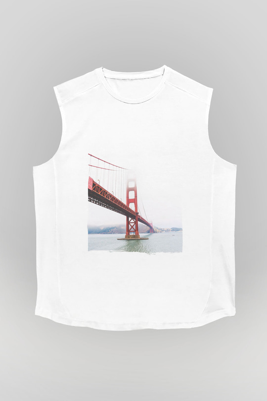 Golden Gate Bridge Beyaz Unisex Kolsuz Tişört